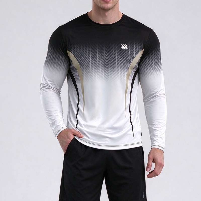 Men's Gradient Geometric Long Sleeve T-Shirt