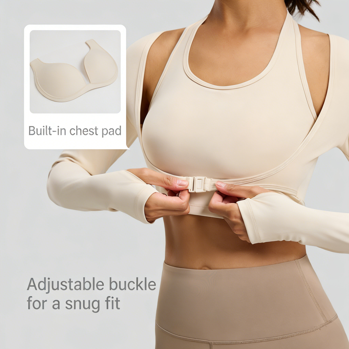 Halter Neck Layered Long Sleeve Yoga Crop Top