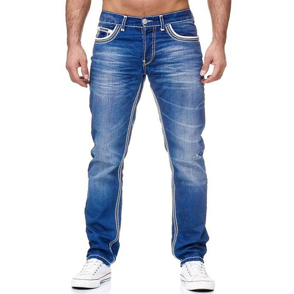 Men's High Elastic Double-Line Jeans