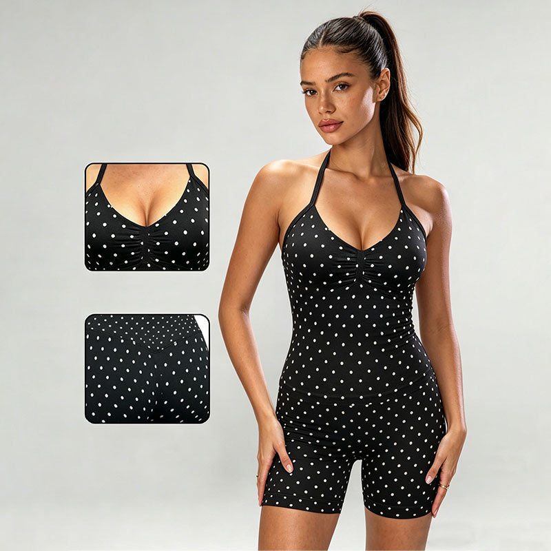 Ruched camisole and butt-lifting shorts activewear set