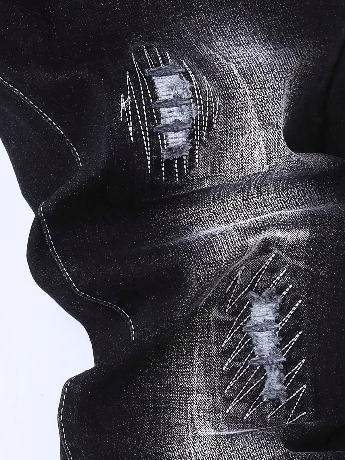 Men's Embroidered Distressed Jeans
