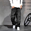 Street-style distressed loose wide-leg jeans