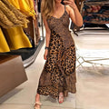Leopard Butterfly Print V‑Neck Spaghetti‑Strap Maxi Dress