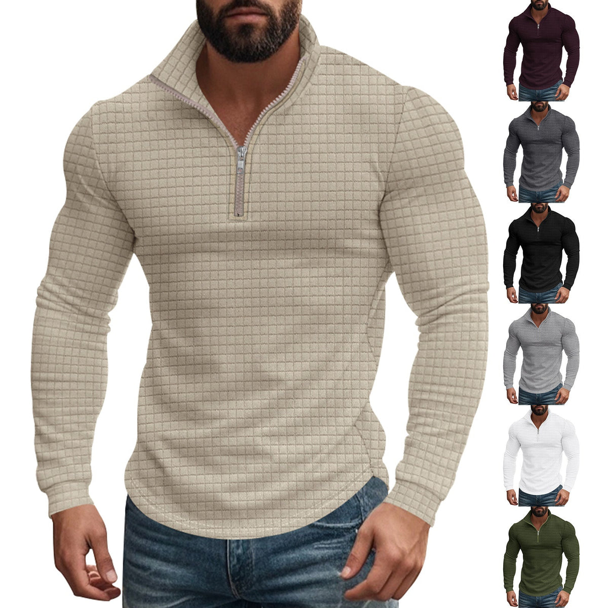 Stand-up collar long-sleeved sweatshirt