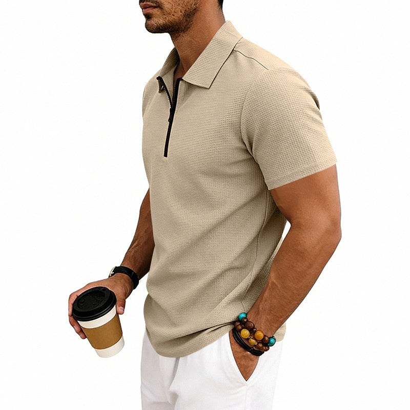 Men's Waffle Knit Golf Polo Shirt