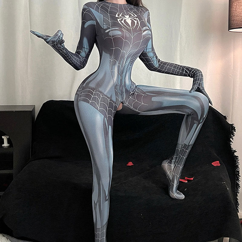 Spiderweb-print bodysuit