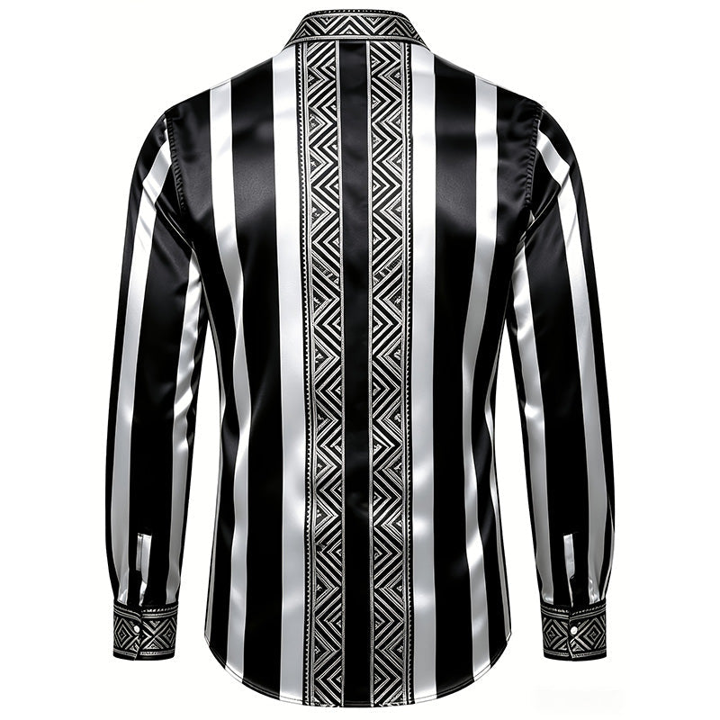 Men's Striped Polo Collar Shirt