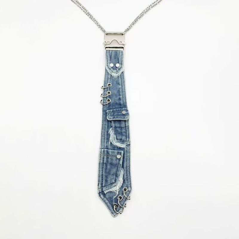 Retro-punk denim tie accessory
