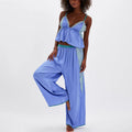 Lace-Trimmed Spaghetti Strap Camisole and Wide-Leg Pants Loungewear Set