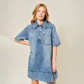 Casual denim short-sleeve dress