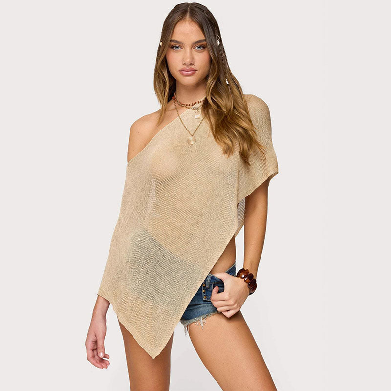 Asymmetrical Knit Shawl Cover up