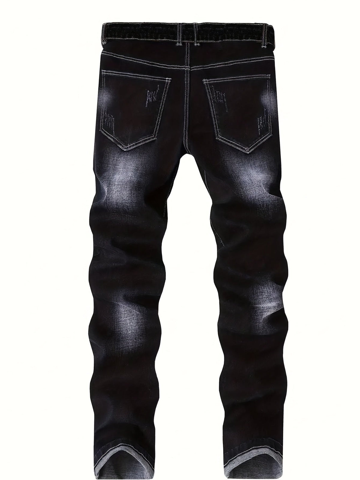 Men's Embroidered Distressed Jeans