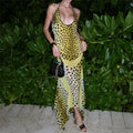 Leopard print backless irregular hem dress