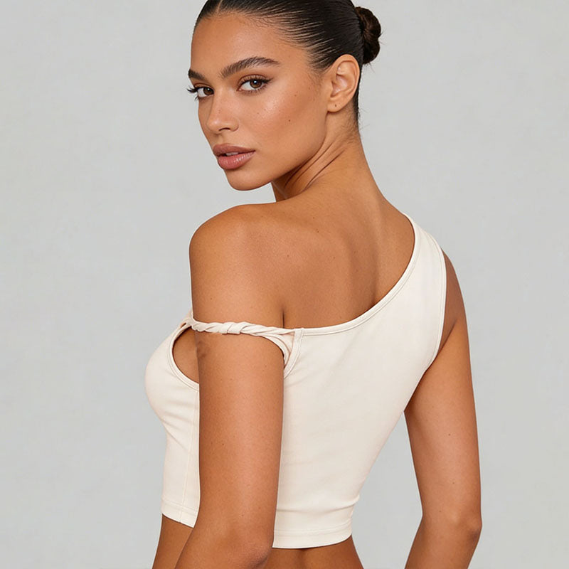 Twist-strap printed cropped top