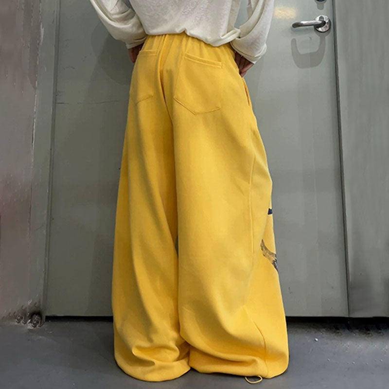 Retro Star-Print Wide-Leg Sweatpants