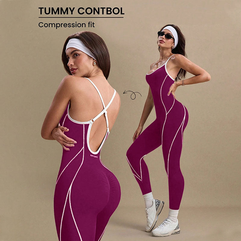 Tummy control and shaping sports bodysuit
