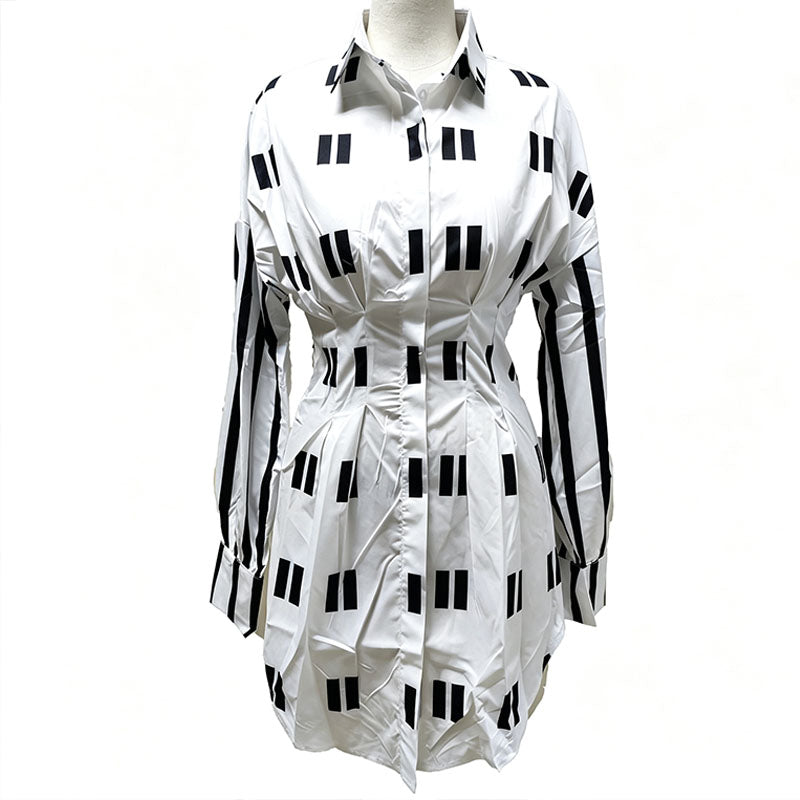 Waist-cinching collared shirt dress