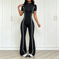 Striped Half-Zip Athletic Jumpsuit