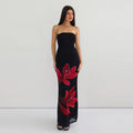 Open-back lace-up strapless fitted dress