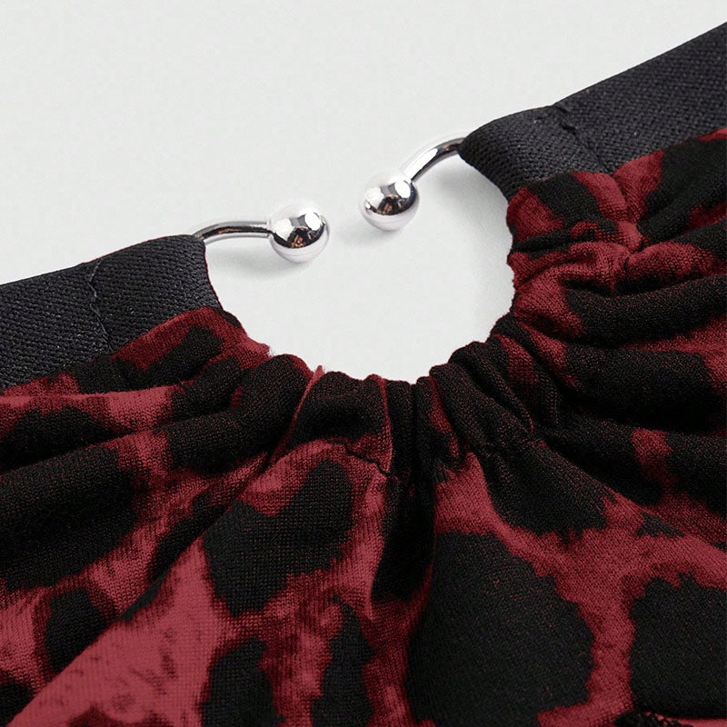 Leopard-print lace-trim tube top