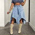 Cropped wide-leg jeans with an irregular hem