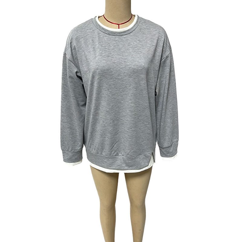 Casual crew-neck long-sleeve sweatshirt