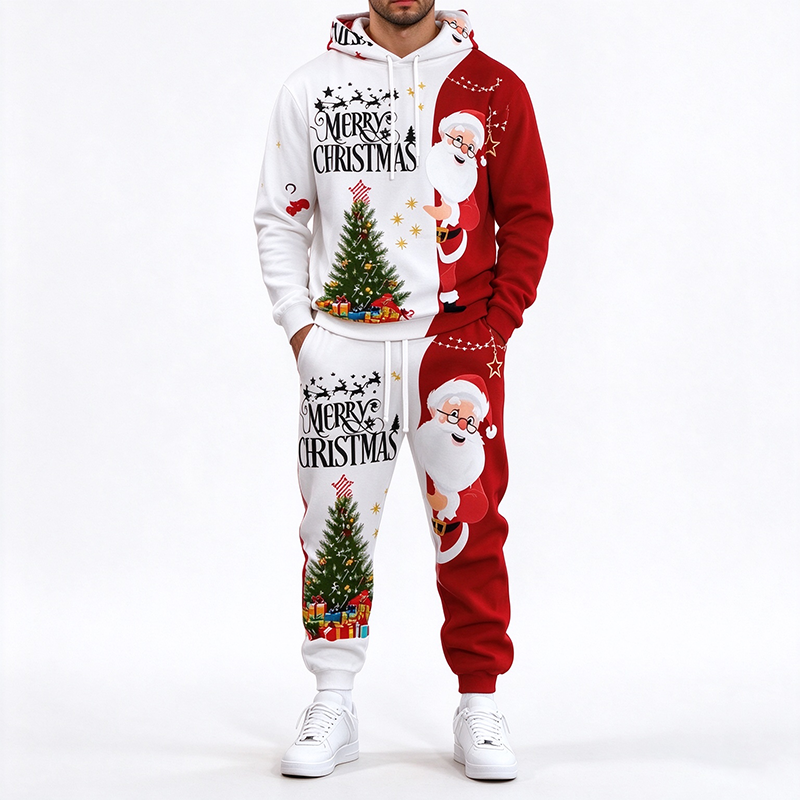 Christmas Print Hoodie Tracksuit