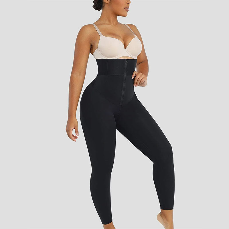 Zipper-waist shaping leggings