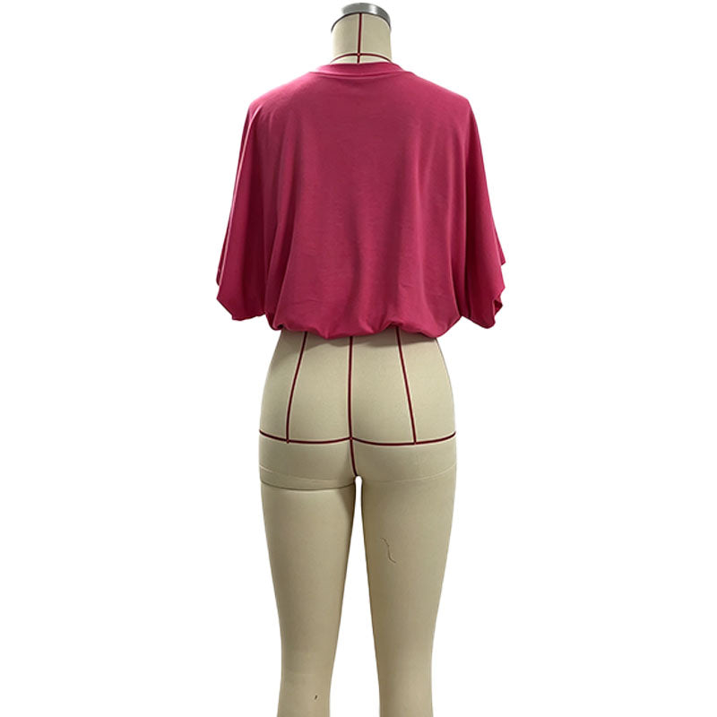 Casual loose-fit crew-neck short-sleeve top