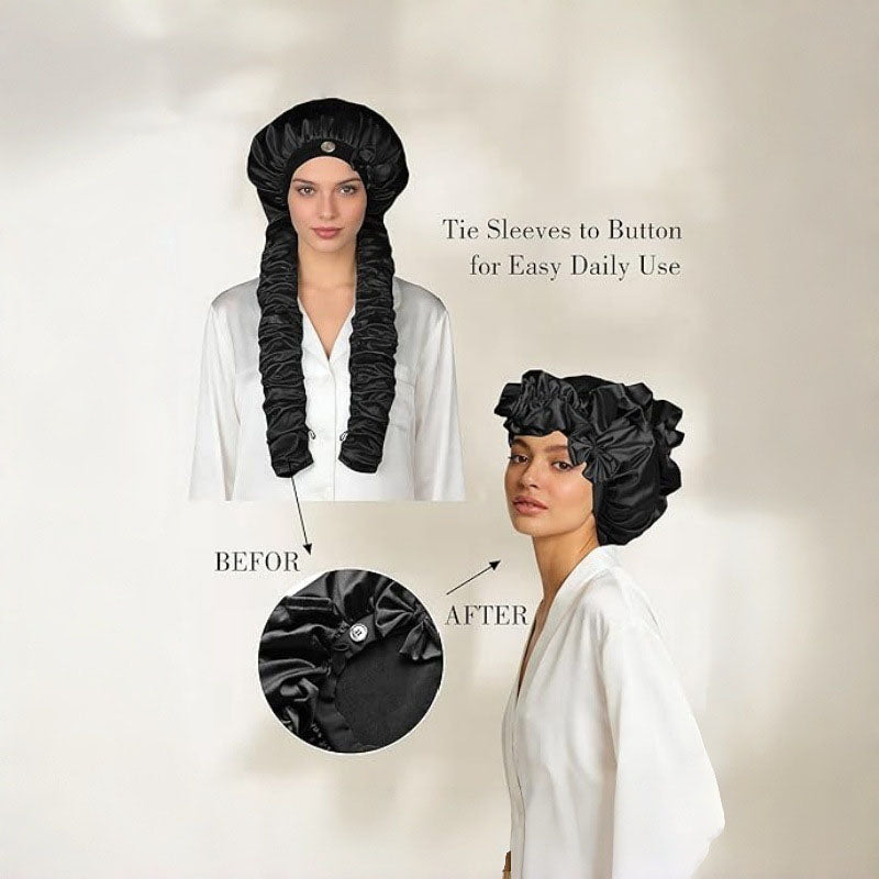 Satin Stretch Non-Slip Sleep Bonnet for Curly Hair