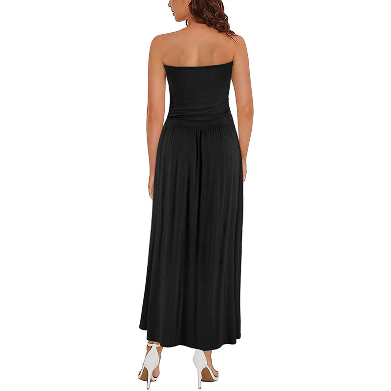 Pleated off-shoulder sleeveless dress