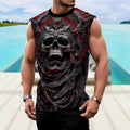 Men's sleeveless vest with skull pattern