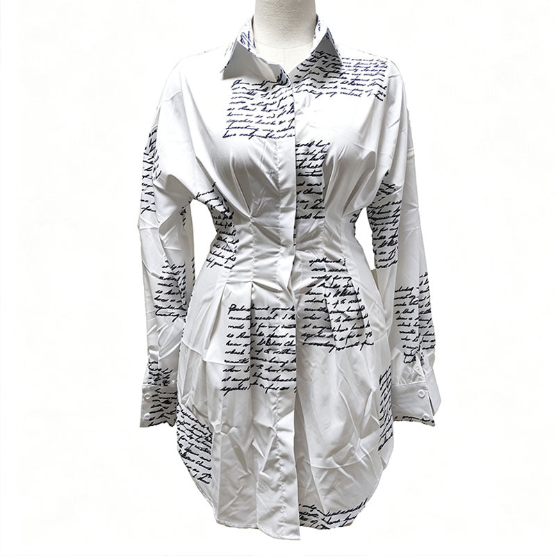 Waist-cinching collared shirt dress