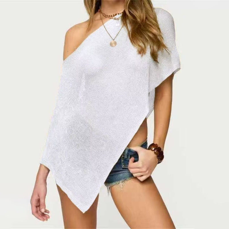 Asymmetrical Knit Shawl Cover up