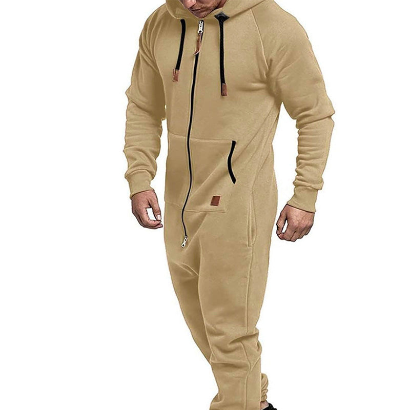 Men's hooded fleece jumpsuit