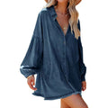 Collared button-front denim dress