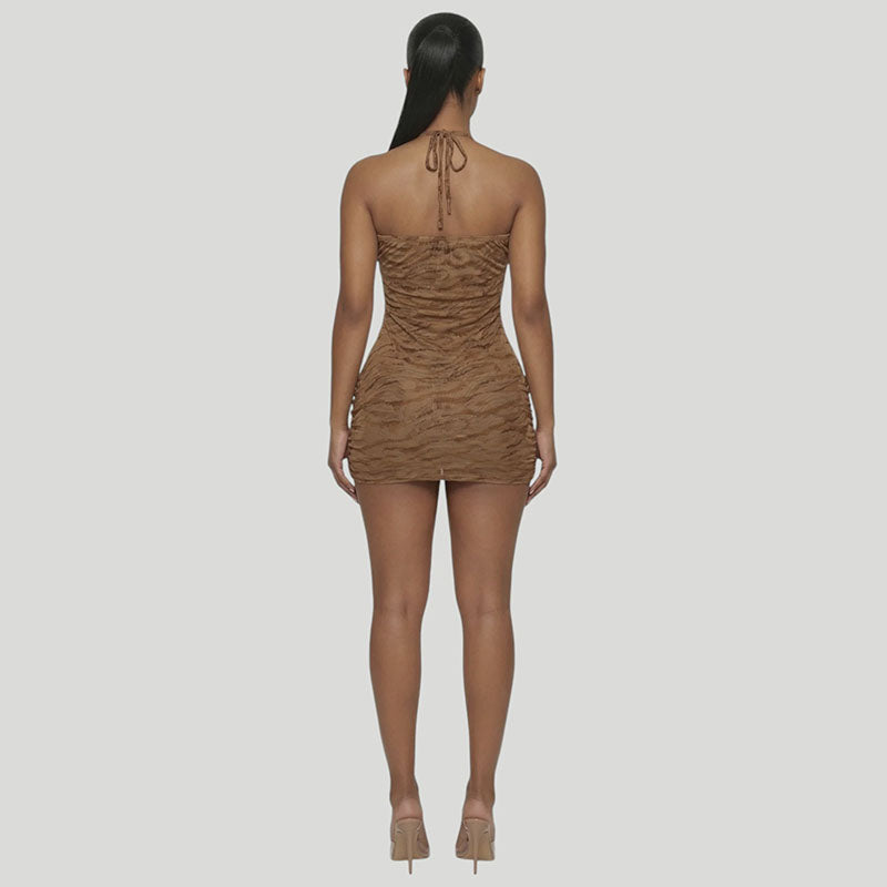 Vintage-style pleated slim-fit dress