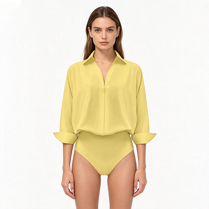 Relaxed-fit collared shirt jumpsuit