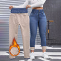 High-waisted fleece-lined skinny jeans
