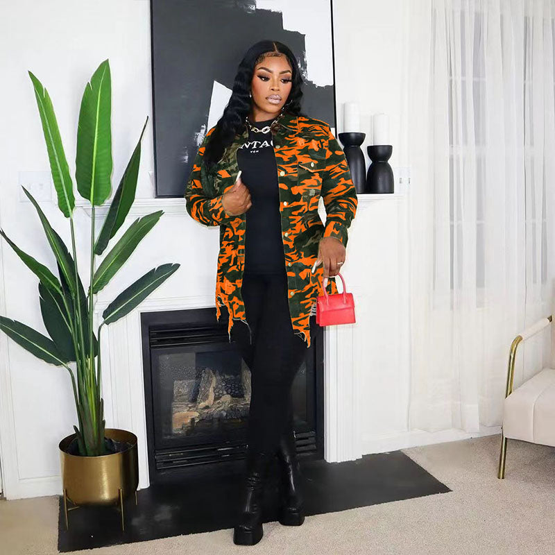 Casual Camouflage Long-Sleeve Shirt Jacket