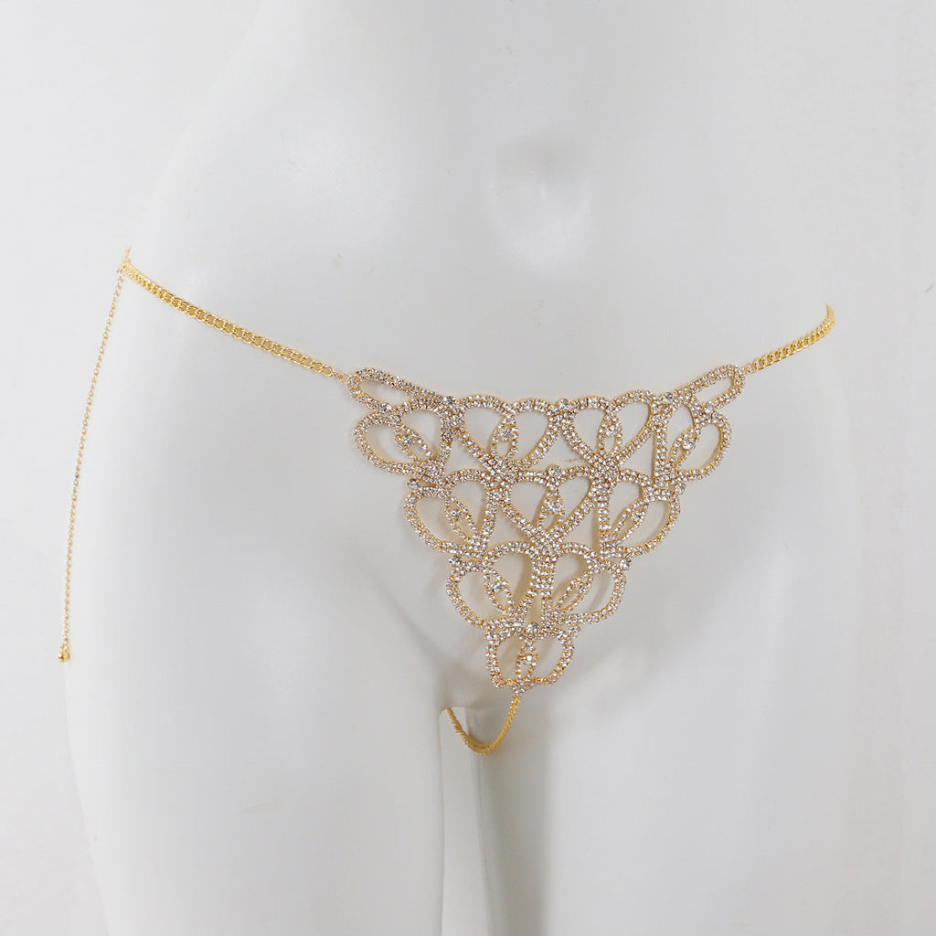 Rhinestone Heart Bra & Panty Body Chain Set