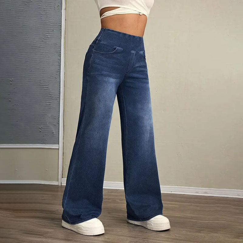 High-waisted stretch wide-leg jeans