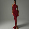Sleeveless Pleated Dress with Slit