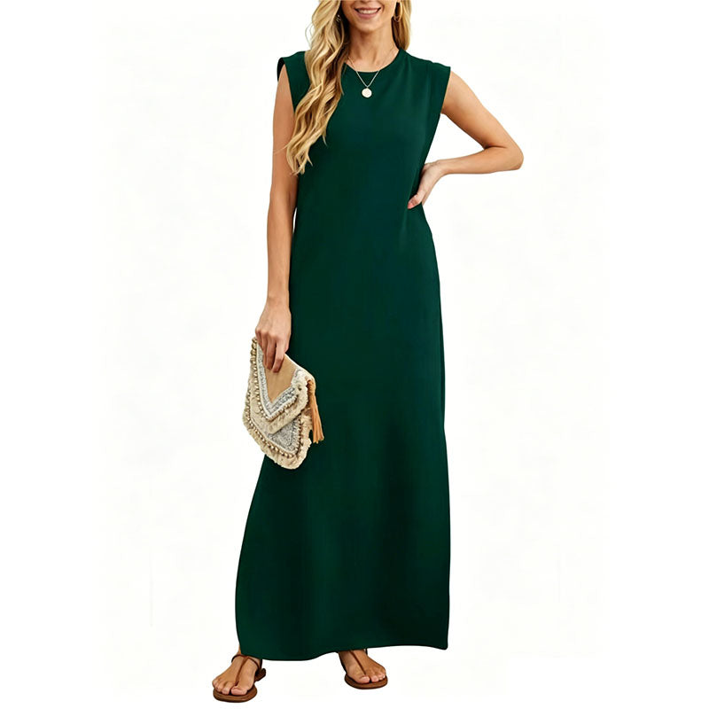 Casual Crew  Neck Sleeveless Maxi Dress