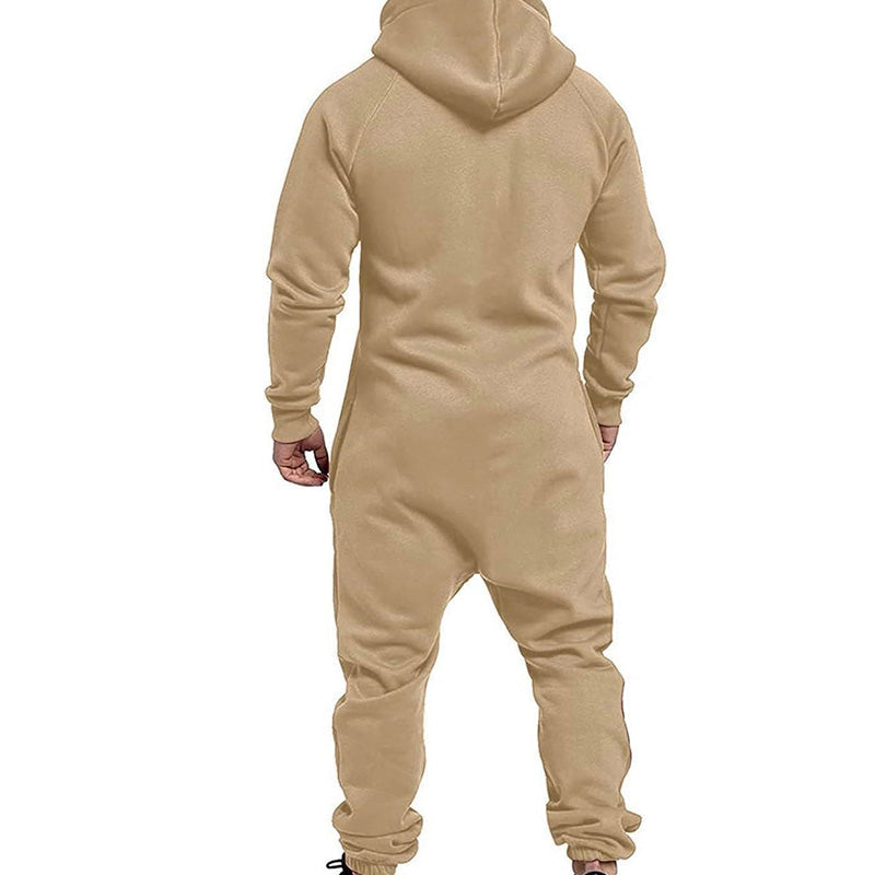 Men's hooded fleece jumpsuit