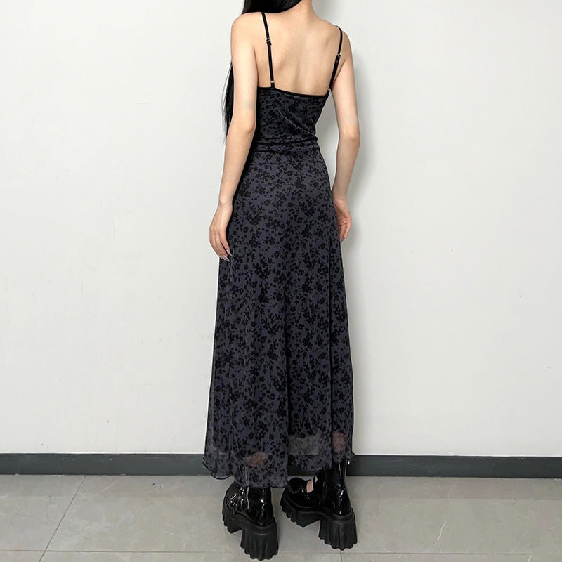 Vintage floral lace-trimmed slip dress