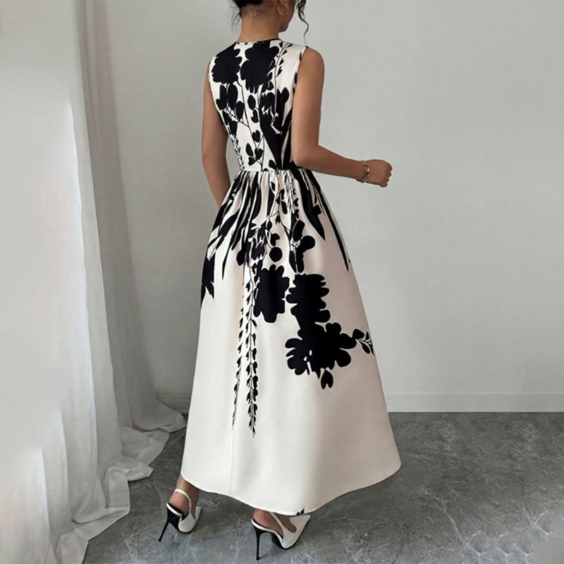 V-neck sleeveless floral dress