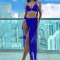 Beach bikini with high-cut cover-up dress three-piece swimsuit set