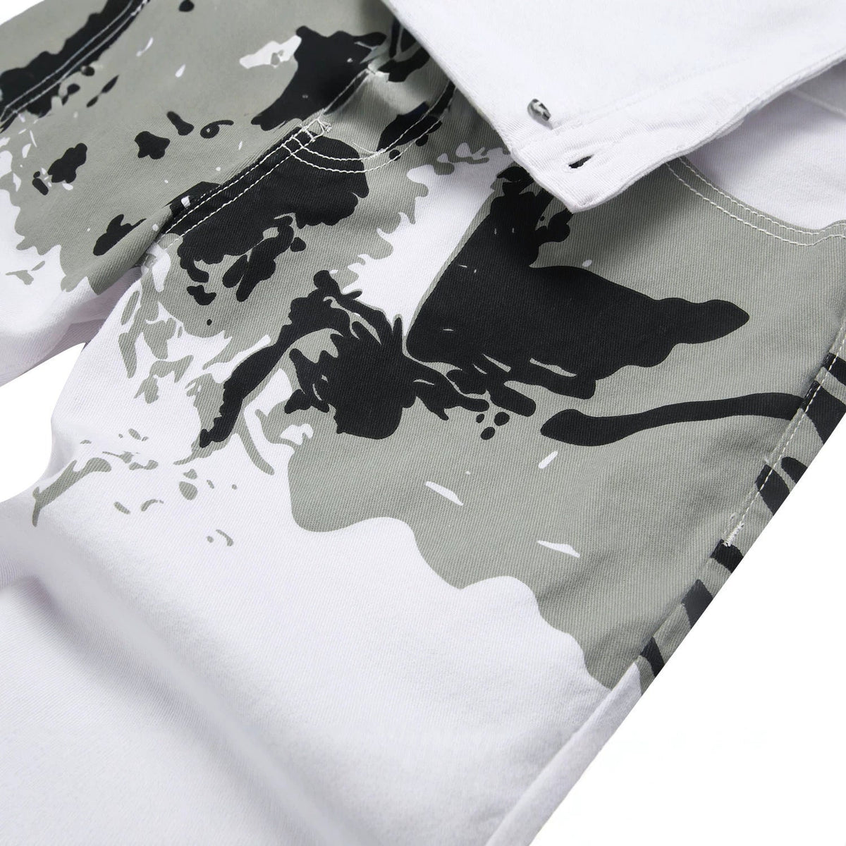 Men's Ink Splatter Camouflage Print Slim Fit Jeans