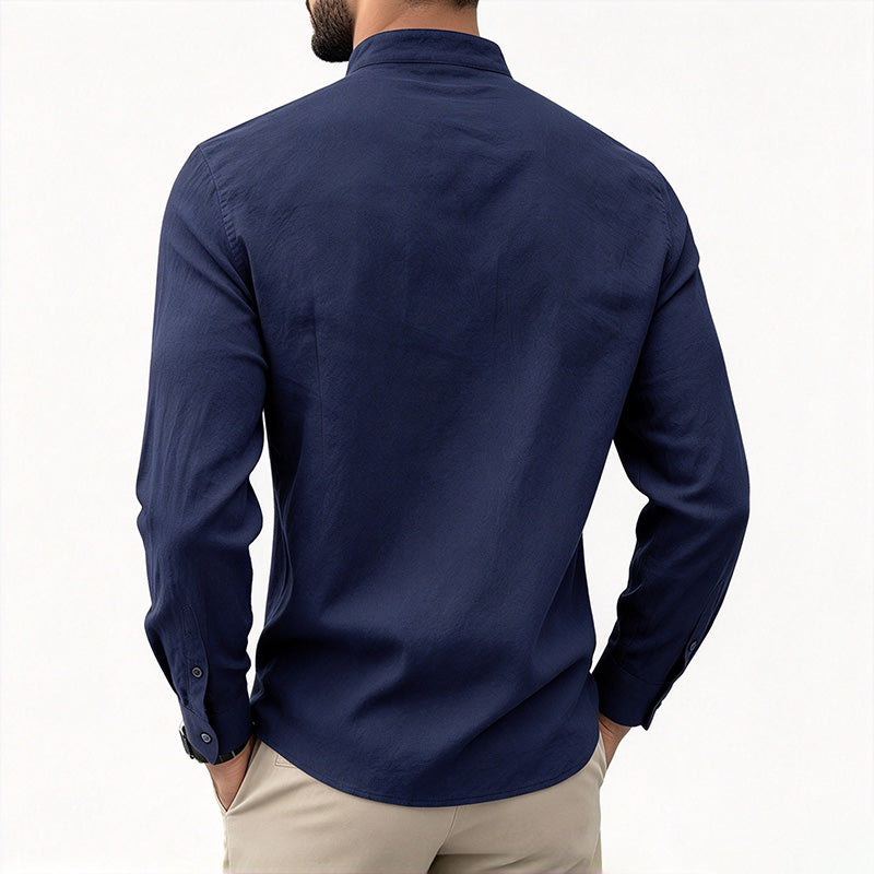 Men's Cotton Linen Henley Shirt